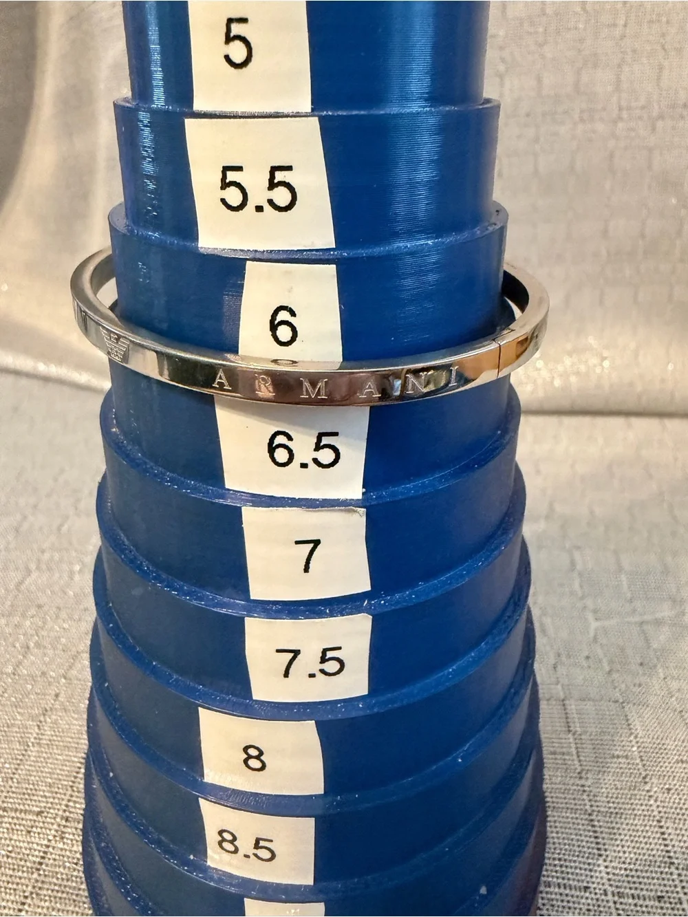 Giorgio Armani Silver Engraved Men's Cuff Bracelet